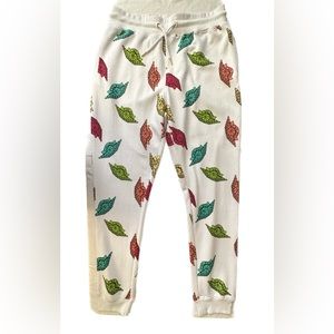 Civilized White Printed Joggers (Size Large)